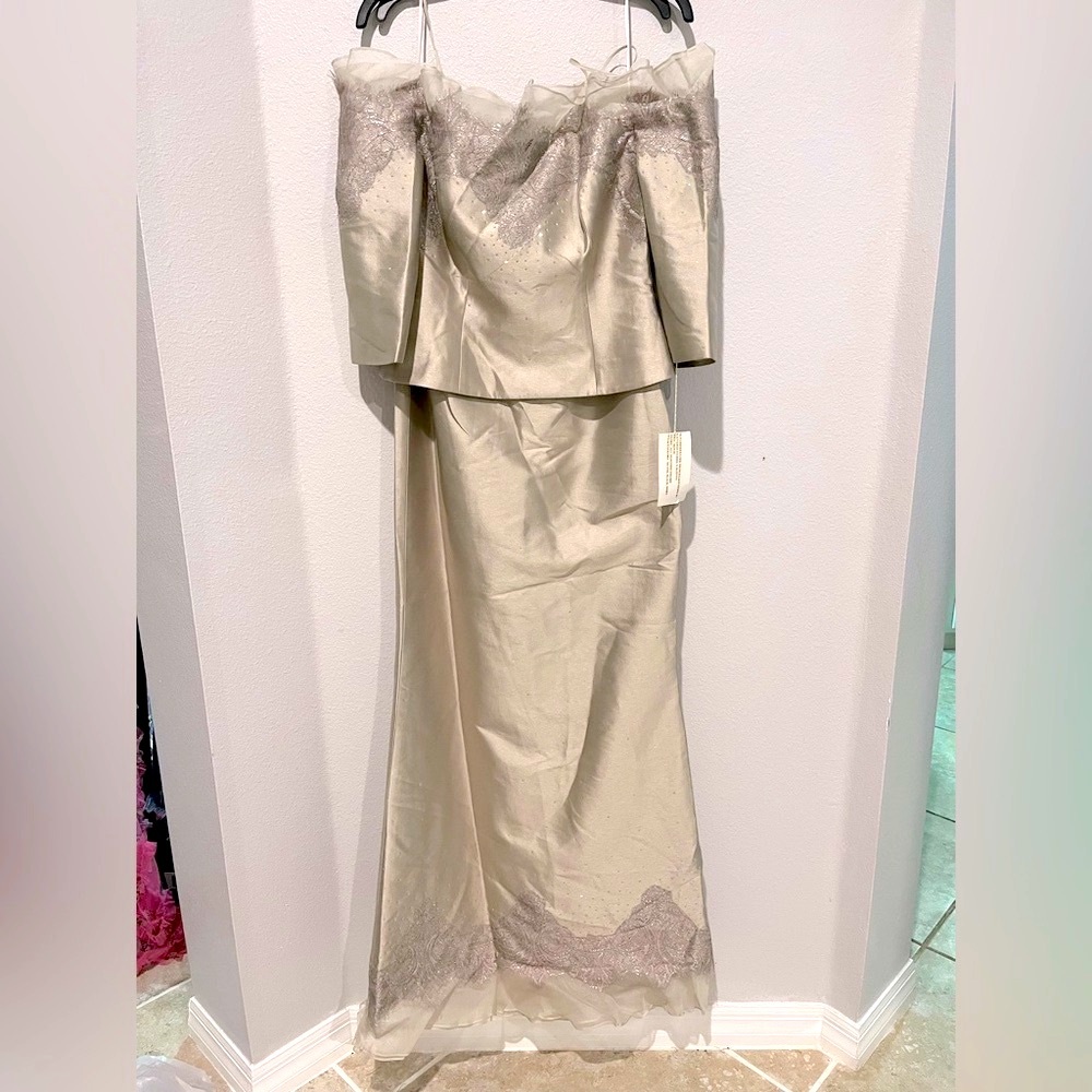 Sophisticated Beige Strapless Maxi Dress